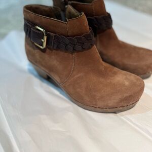 Dansko Brown Ankle Boots with Braided Strap